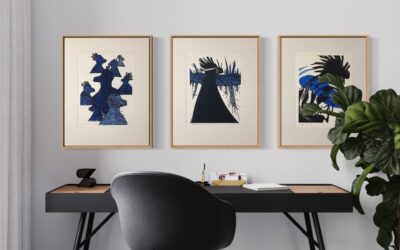 ANTON HOMAN - Blauwe serie hardboardsneden - impressie afmetingen in interieur