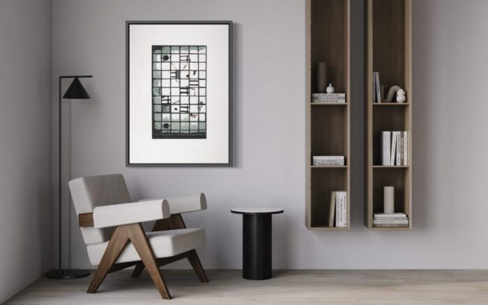 PEER VENEMAN - Ets zonder titel - Impressie afmetingen in interieur met lijst