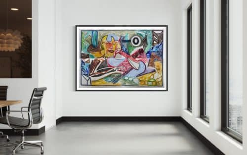 THOMAS VAN DER LINDEN - 'Beach Sculpted Bather' - in interieur met lijst