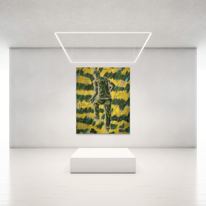 Aad Berlijn -‘Groene reus’ – Acryl op doek, in interieur