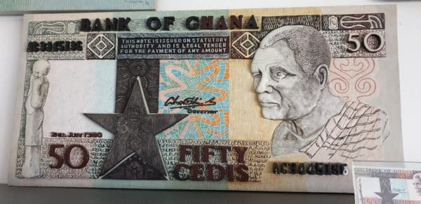 THOMAS TCHOPZAN - "Bank of Ghana, Fifty Cedi" front side (hardwood, large))