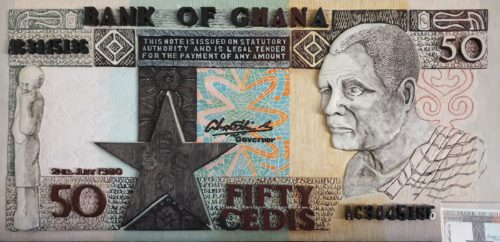 THOMAS TCHOPZAN - "Bank of Ghana, Fifty Cedi" front side (hardwood, large))