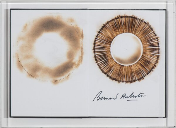 BERNARD AUBERTIN - Livre Brûlé Rosenberg - Pyrography on book in plexiglas box