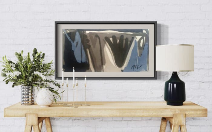 Bram van Velde - Litho zonder titel - Impressie in interieur met lijst