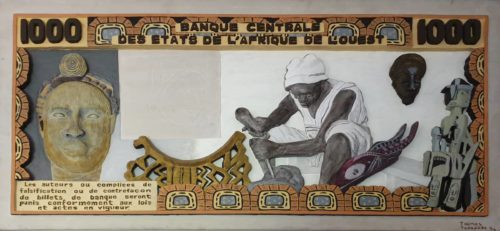THOMAS TCHOPZAN - "Central Bank West-Afrika 1000 Frs CFA" backside (hardwood, large)