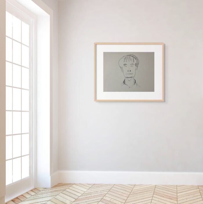 Emo Verkerk - 'Kamagurka' - in lijst in interieur