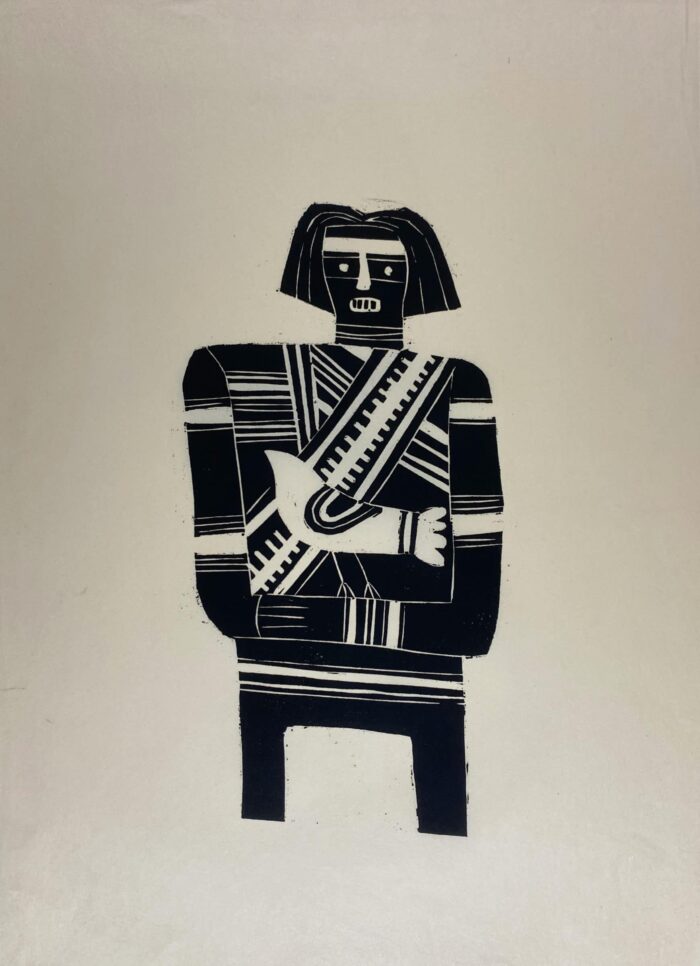 FERENC GÖGÖS - Hardboard cut of man with bird