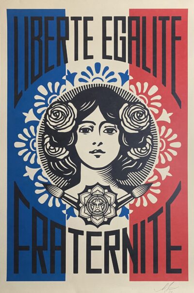 FRANK SHEPARD FAIREY - "Marianne - Liberté, égalité, fraternité" - offset print, handgesigneerd