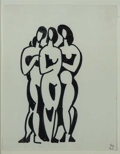 Henk Zweerus - 'The three graces' - inkt drawing in frame