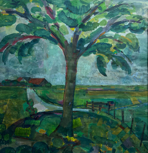 Gouache met landschap zonder titel