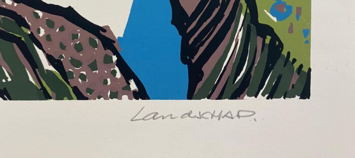 Jan Homan - "Landschap" - zeefdruk, titel