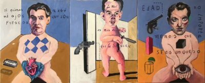 RAMON GIELING - "Three portraits: Bunuel, Dali, Lorca" - Acrylic on canvas, 3 panels