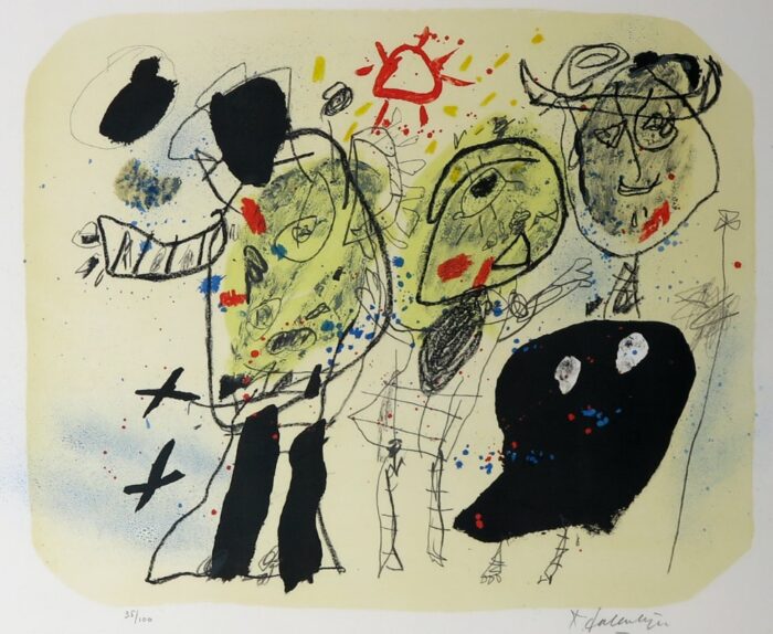 KEES SALENTIJN - "Tres Hombrecitos" Lithograph (large, in frame)