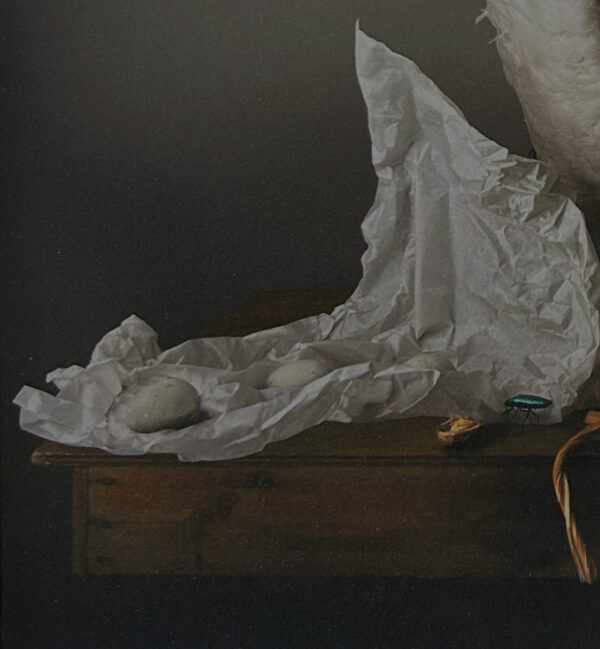 Louise te Poele - 'Zwart witte zwaan' - piëzografie - detail eieren