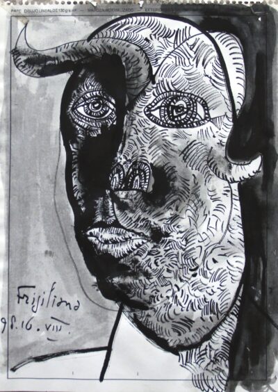RAMON GIELING - "Minotaurus II" - inkttekening op papier