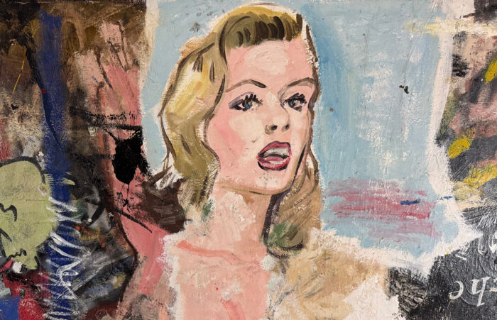 A very large painting (350 x 143 cm) by well known Dutch artist Peter Klashorst, executed in mixed media, primarily acrylic paint, on canvas.