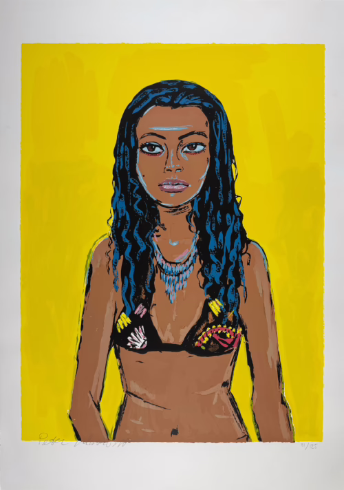 Peter Klashorst - 'My Yellow Princess' - Zeefdruk - groot - afbeelding