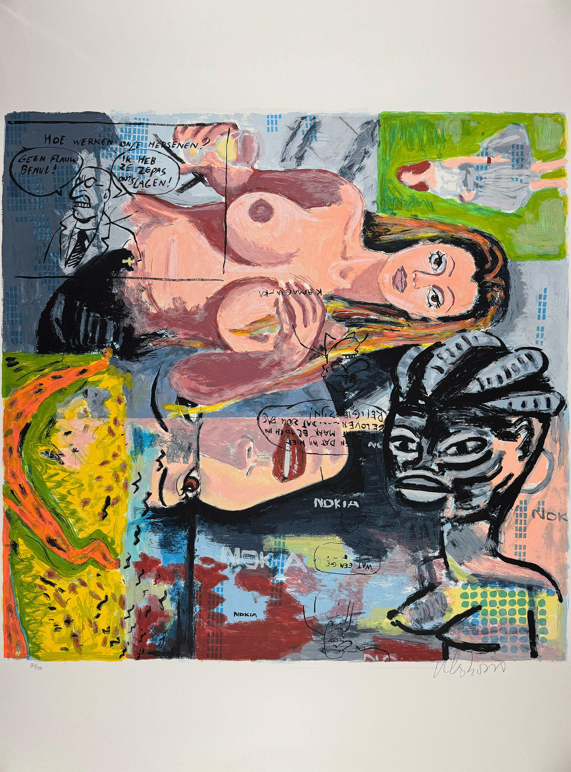 Peter Klashorst / Kamagurka - 'Turn around Lisa' - Grote zeefdruk