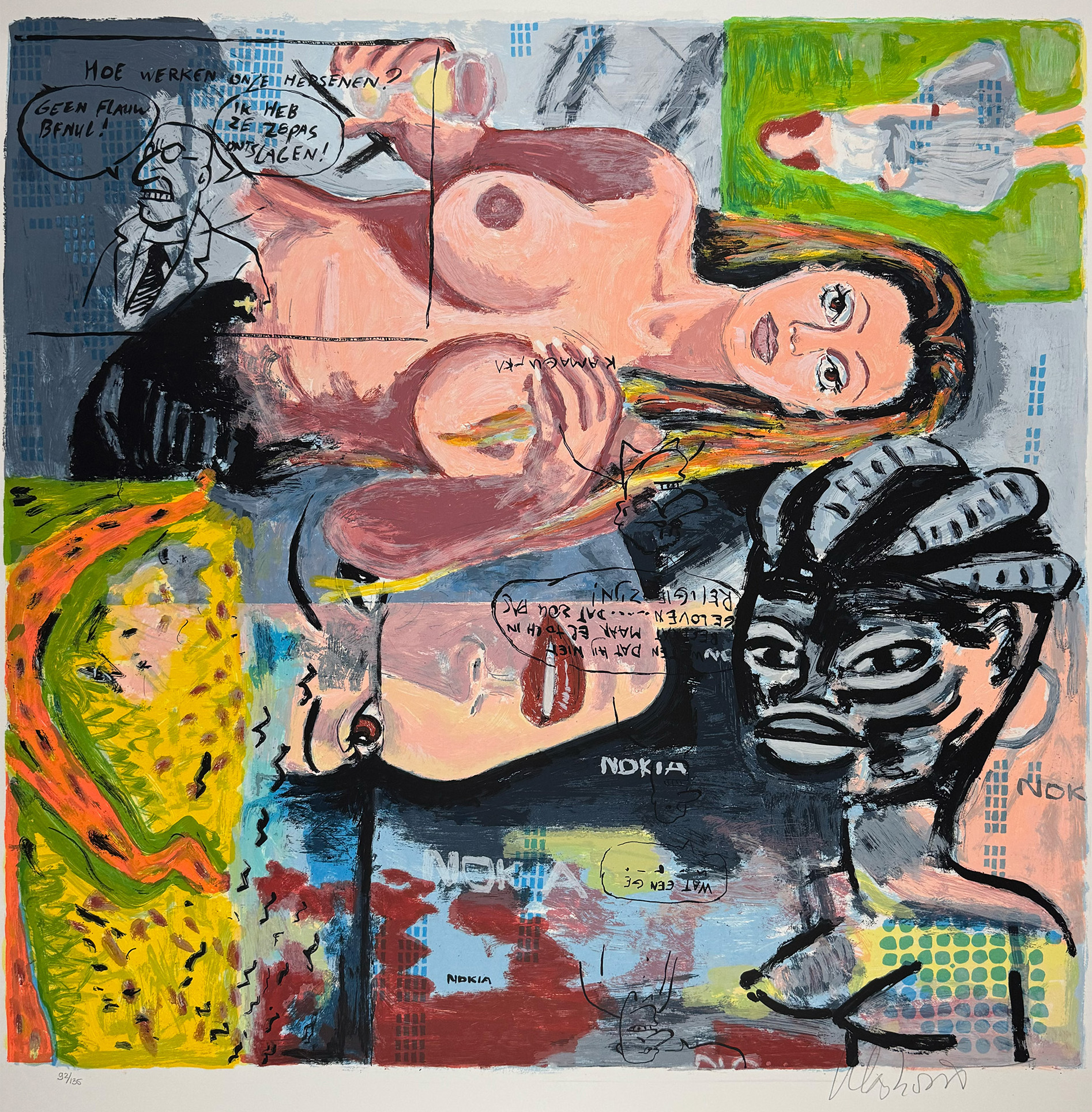 Peter Klashorst / Kamagurka - 'Turn around Lisa' - Grote zeefdruk, afbeelding