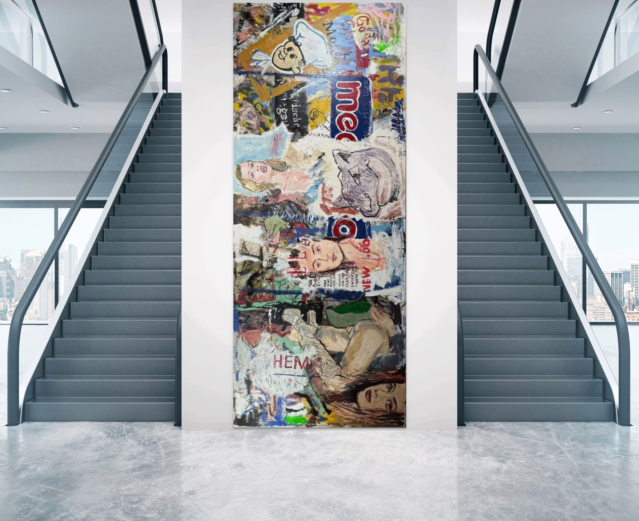 Peter Klashorst - Zeer groot schilderij - verticaal in hal