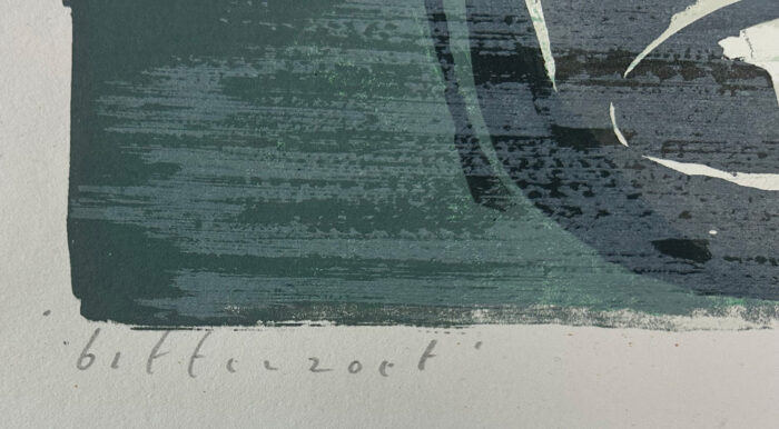 Piet Warffemius - 'Bitterzoet' - Grote zeefdruk, titel
