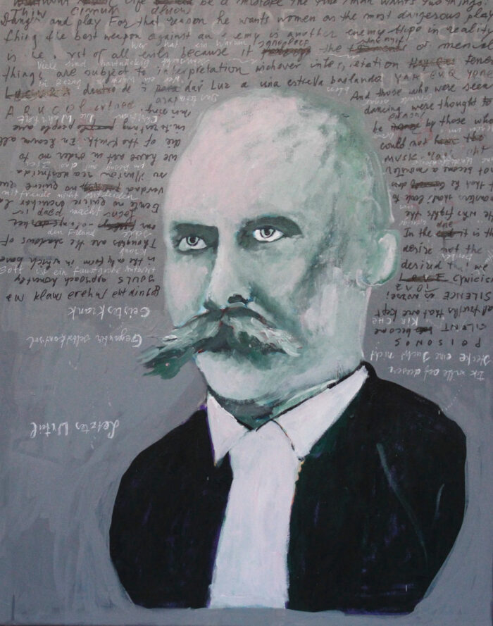 Ramon Gieling - 'Three philosophers' - Triptych on canvas, detail: Nietszche