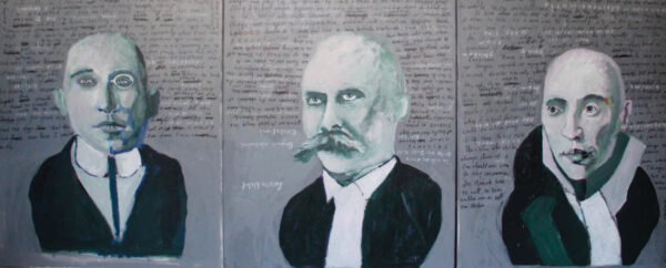 Ramon Gieling - 'Drie filosofen' - Drieluik in acrylverf op canvas