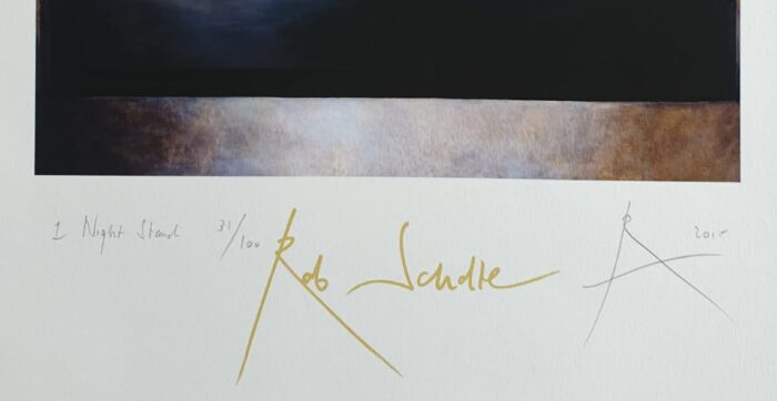 Rob Scholte - '1 Night Stand' - signatuur, datum, titel