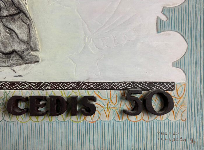 Thomas Tchopzan - '50 Cedis, Bank Of Ghana' - achteraanzicht, signatuur