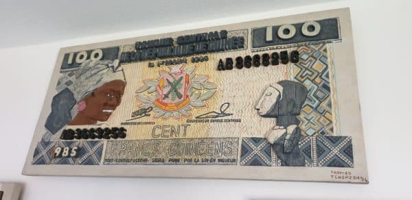 THOMAS TCHOPZAN - "Central Bank Guinee 100 Frs" frontside (hardwood, large)