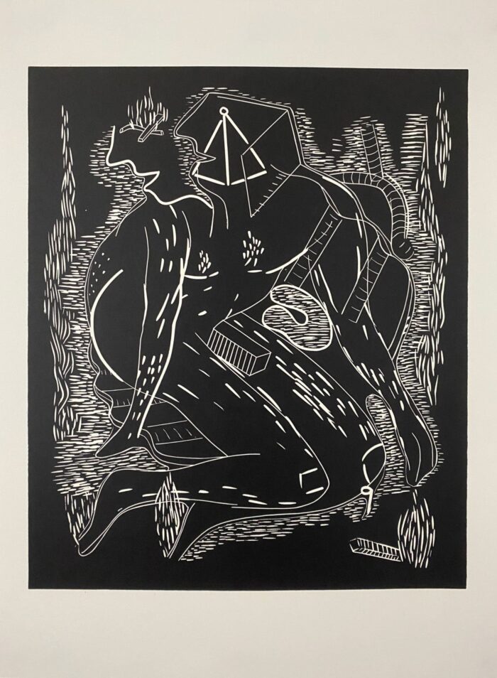 THOMAS VAN DER LINDEN - "Some nude elements", Lino cut