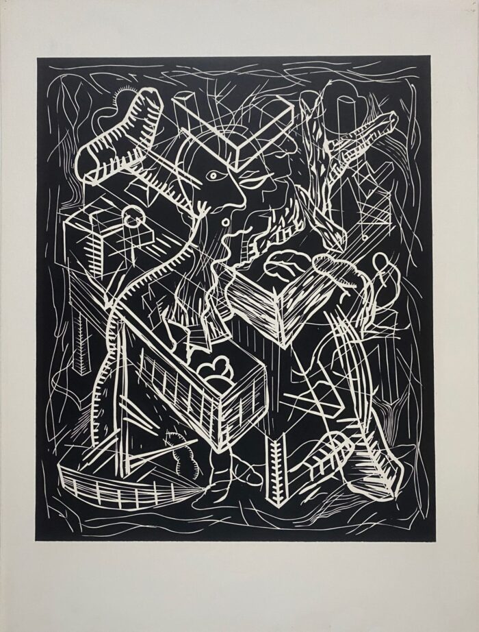 THOMAS VAN DER LINDEN - "More material burst", Lino cut