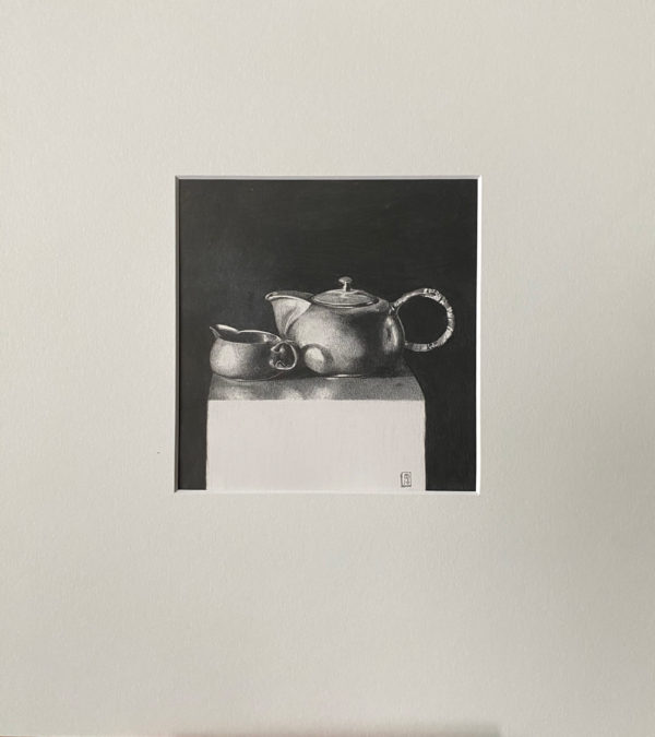 BEN BODT - "Tin teapot with milk jug" - pencil, framed