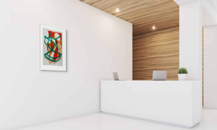 Dick Donker - litho - impressie in interieur met lijst