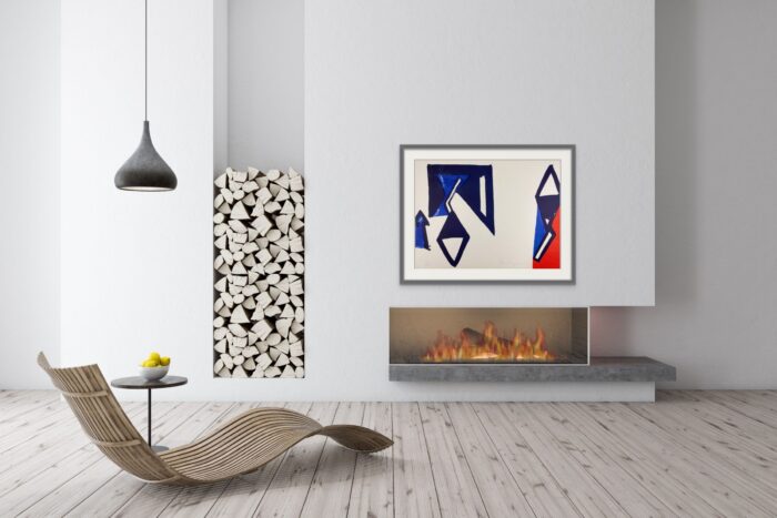 Theo Kuijpers - litho - impressie in interieur met lijst